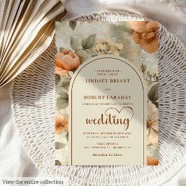 Invitación de Boda Floral de Terracota Sofisticada