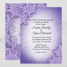 Invitación de boda floral de tono ultravioleta