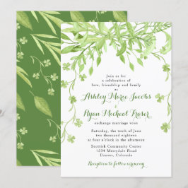 Invitación de Boda Floral de Trébol con Verdor