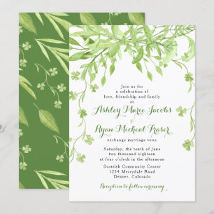 Invitación de Boda Floral de Trébol con Verdor