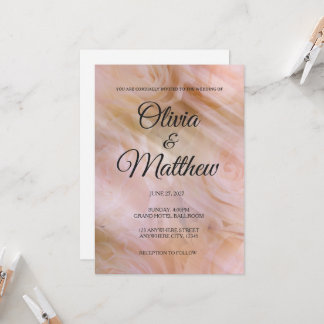 Invitación de boda floral de tul moderno rosa páli