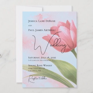 Invitación de boda floral de tulipanes con acuarel