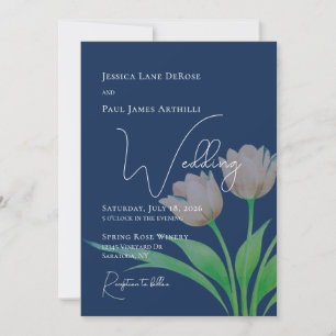 Invitación de boda floral de tulipanes con acuarel