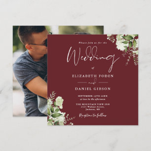 Invitación de boda floral de vegetación rosa palo