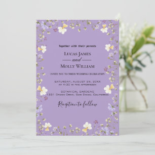Invitación de boda floral de verano con flores sil