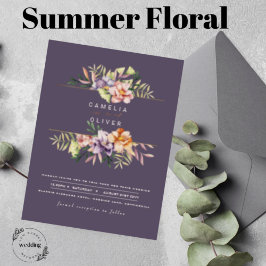 Invitación de boda floral de verano elegante con c