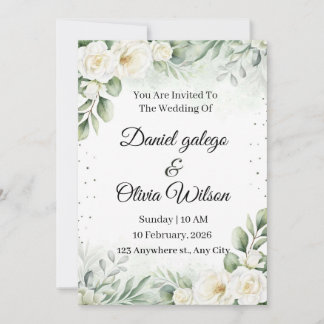 Invitación de boda floral de verde elegante | Edit
