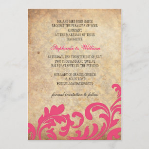 Invitación de Boda Floral de Vintage Rosado Calien