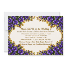 Invitación de boda floral de violeta azul de Illin