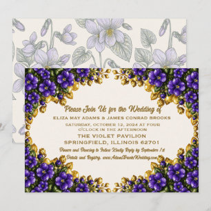 Invitación de boda floral de violeta azul de Illin