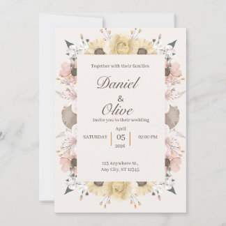 Invitación de boda floral diseño elegante