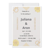 Invitación de boda floral dorada elegante - Dorado