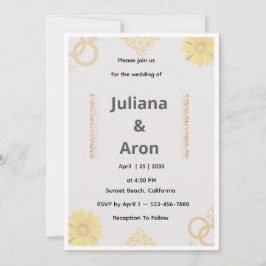 Invitación de boda floral dorada elegante - Dorado