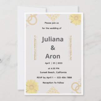 Invitación de boda floral dorada elegante - Dorado