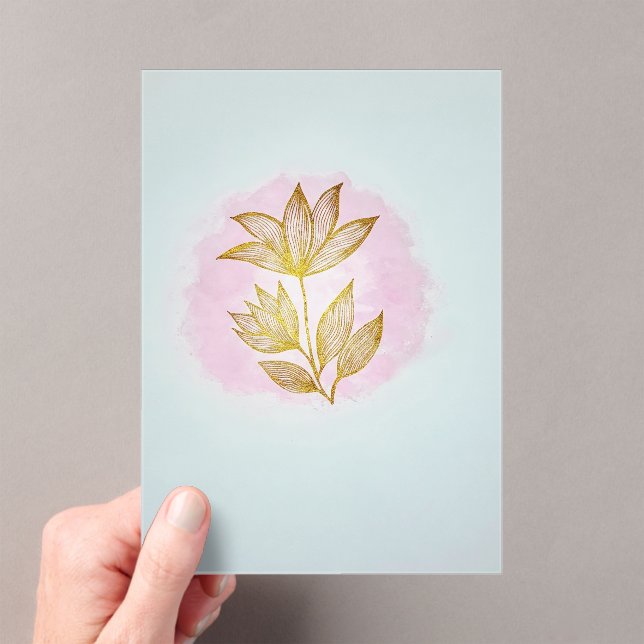 Invitación de boda floral dorada rosa (Insitu (portátil))