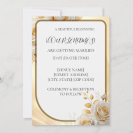 Invitación de boda floral dorada simple