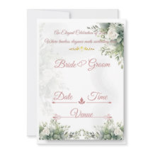 Invitación de boda floral Dusty Rose Sage | Elegan
