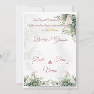 Invitación de boda floral Dusty Rose Sage | Elegan