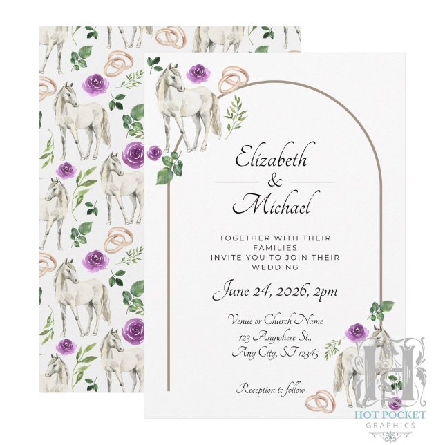 Invitación de Boda Floral Ecuestre Rústica Morada (Subido por el creador)