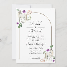 Invitación de Boda Floral Ecuestre Rústica Morada