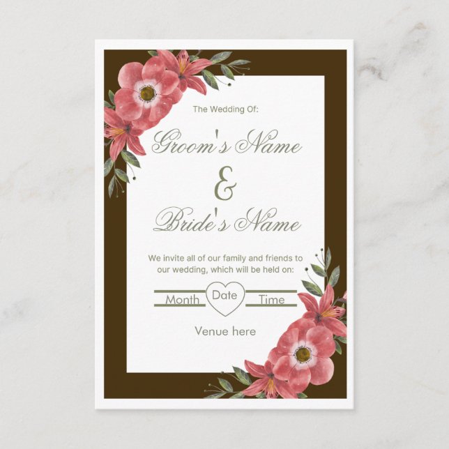 Invitación de boda Floral Elegance (Anverso)