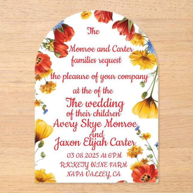 Invitación de boda floral elegante (Anverso)
