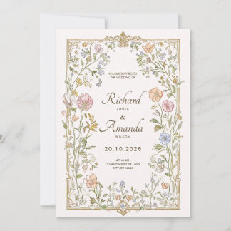 Invitación de boda floral elegante