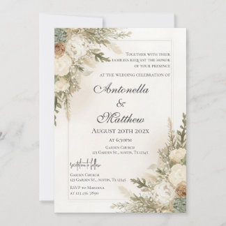 Invitación de boda floral elegante