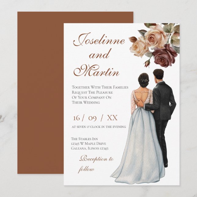 Invitación de boda floral elegante (Anverso / Reverso)
