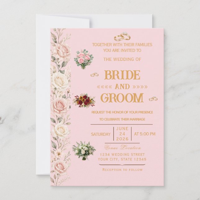 Invitación de Boda Floral Elegante (Anverso)