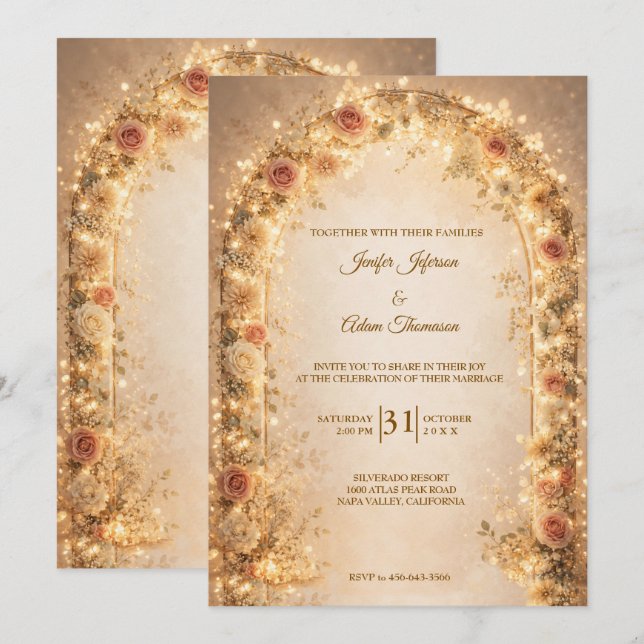 Invitación de boda floral elegante (Anverso / Reverso)