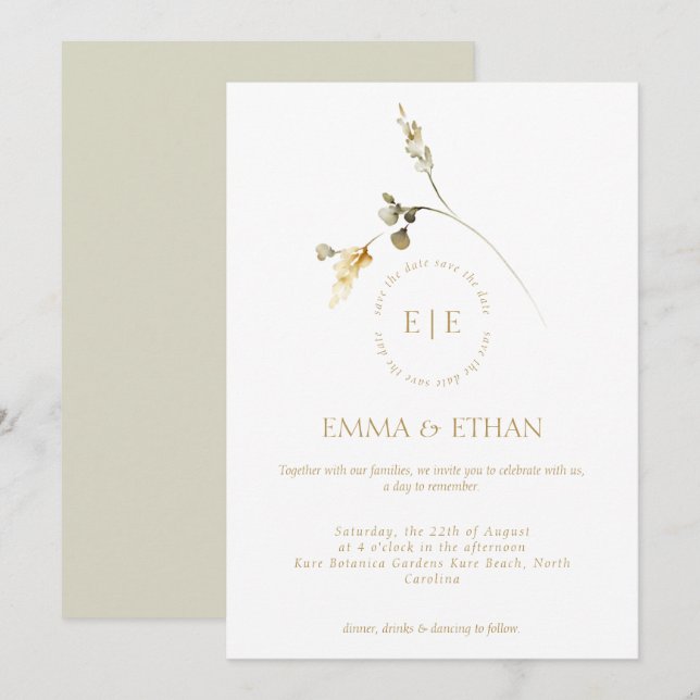 Invitación de Boda Floral Elegante (Anverso / Reverso)