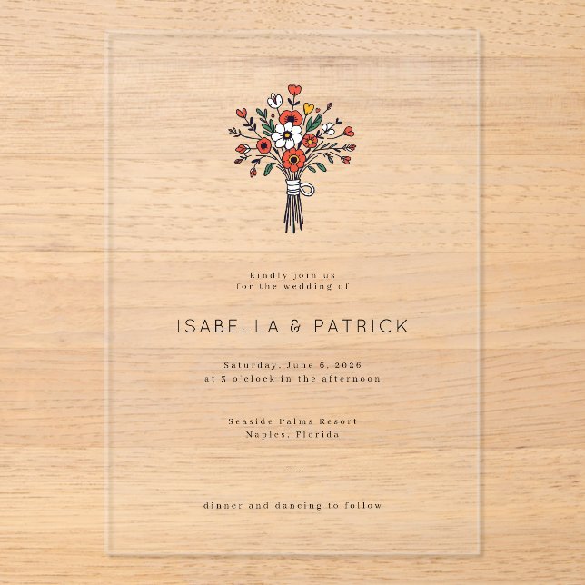 Invitación de boda floral elegante (Anverso)