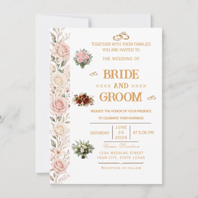 Invitación de Boda Floral Elegante (Anverso)