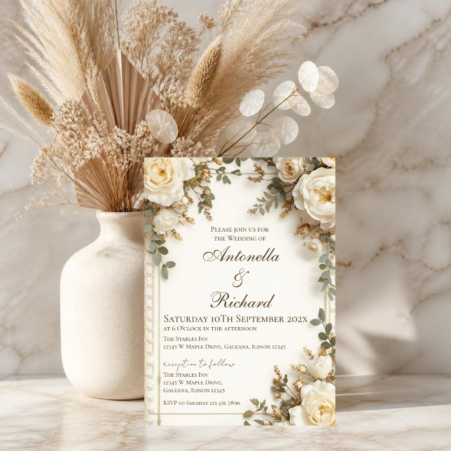 Invitación de boda floral elegante (Subido por el creador)