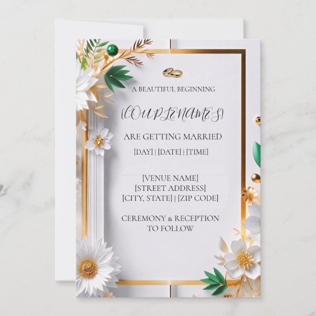 Invitación de Boda Floral Elegante (Anverso)