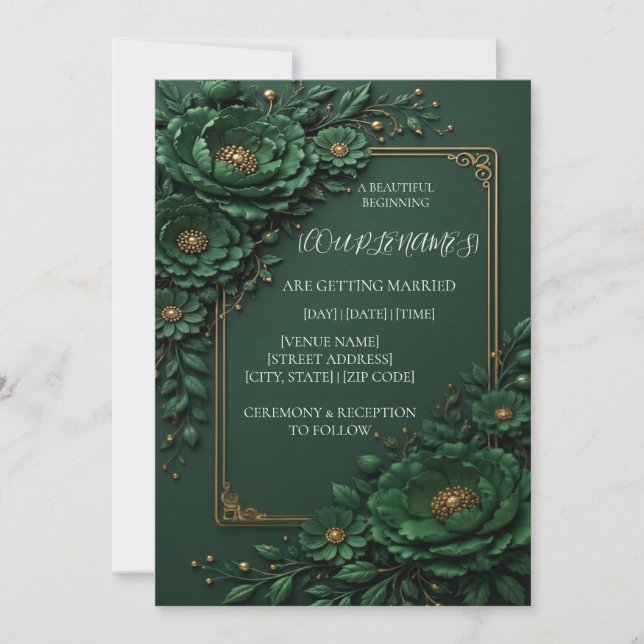 Invitación de boda floral elegante (Anverso)