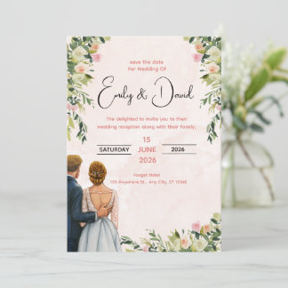 Invitación de boda floral elegante