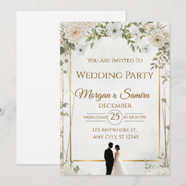 Invitación de boda floral elegante