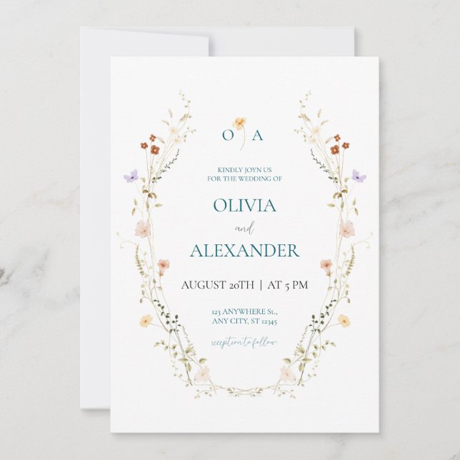 Invitación de Boda Floral Elegante (Anverso)