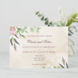 Invitación de boda floral elegante acuarela
