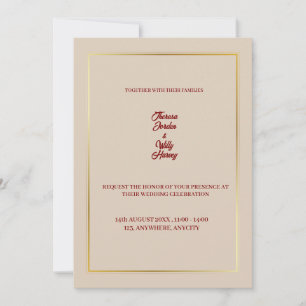 Invitación de boda floral elegante beige y burgund