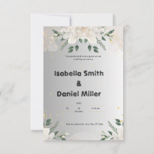 Invitación de Boda Floral Elegante Blanca
