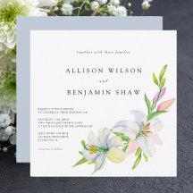 Invitación de boda floral elegante clásica con acu