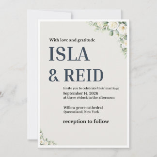 Invitación de boda floral elegante | Clásico minim