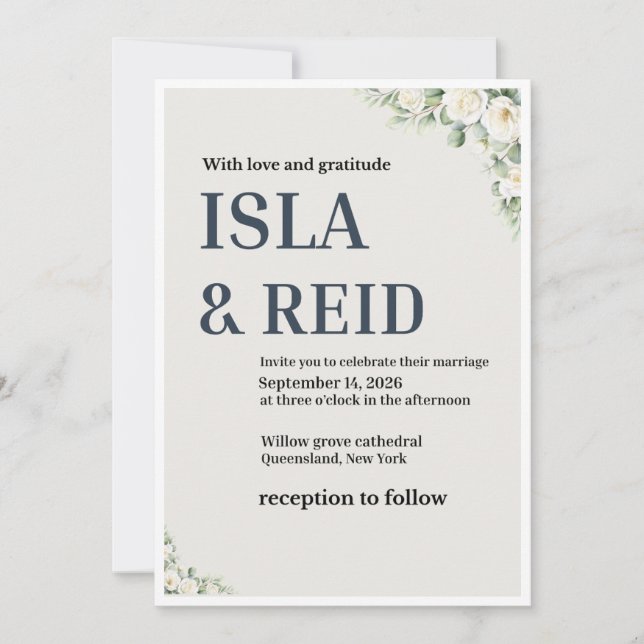 Invitación de boda floral elegante | Clásico minim (Anverso)