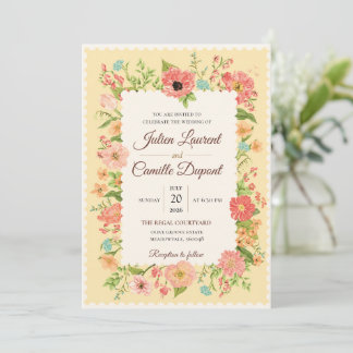 Invitación de boda floral elegante con acuarela
