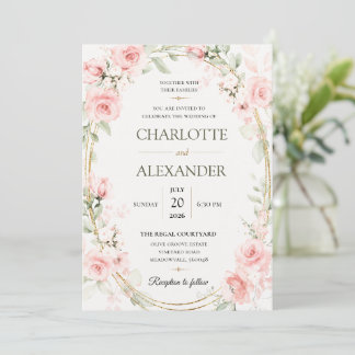Invitación de boda floral elegante con acuarela