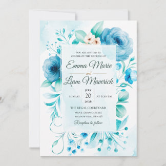 Invitación de boda floral elegante con acuarela