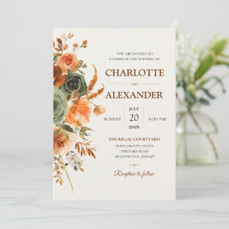 Invitación de boda floral elegante con acuarela